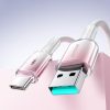 Crystal-Clear sērijas 3A USB-A - USB-C kabelis 1,2 m - balts