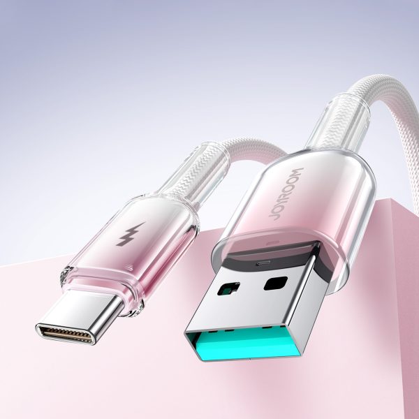 Crystal-Clear sērijas 3A USB-A - USB-C kabelis 1,2 m - balts