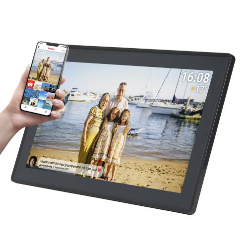 Digitālais rāmis 15,6 collu 16 GB microSD WiFi skaļrunis MPEG4 Frameo PFF-1515B - melns