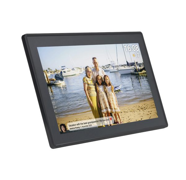 Digitālais rāmis 15,6 collu 16 GB microSD WiFi skaļrunis MPEG4 Frameo PFF-1515B - melns