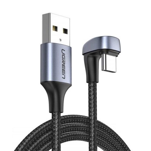 Leņķiskais USB spēļu kabelis - USB-C ātrās uzlādes AFC FCP 3A 18W - pelēks