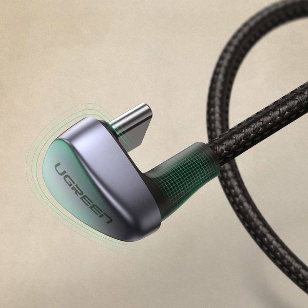 Leņķiskais USB spēļu kabelis - USB-C ātrās uzlādes AFC FCP 3A 18W - pelēks