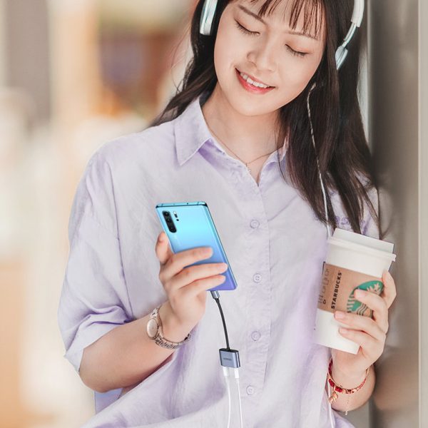 USB-C - USB-C + 3,5 mm mini ligzdas audio adapteris - pelēks