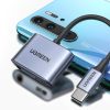 USB-C - USB-C + 3,5 mm mini ligzdas audio adapteris - pelēks