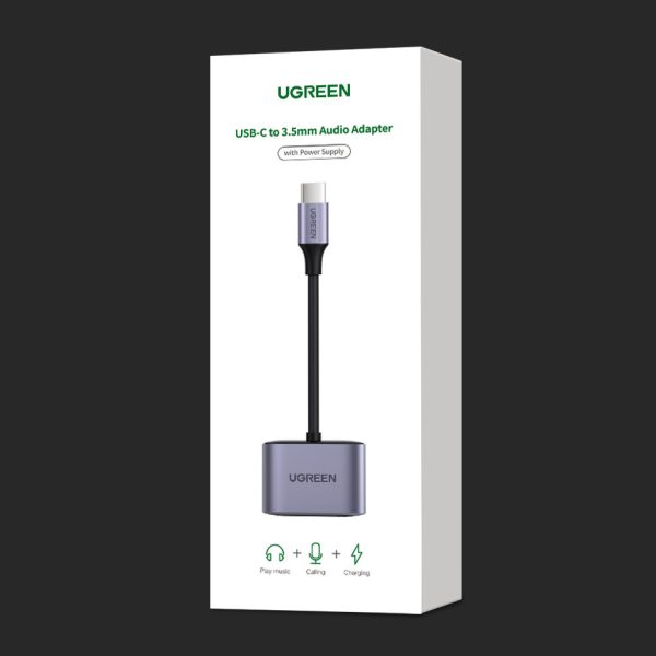 USB-C - USB-C + 3,5 mm mini ligzdas audio adapteris - pelēks