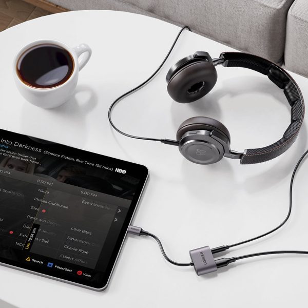 USB-C - USB-C + 3,5 mm mini ligzdas audio adapteris - pelēks