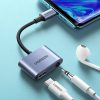 USB-C - USB-C + 3,5 mm mini ligzdas audio adapteris - pelēks