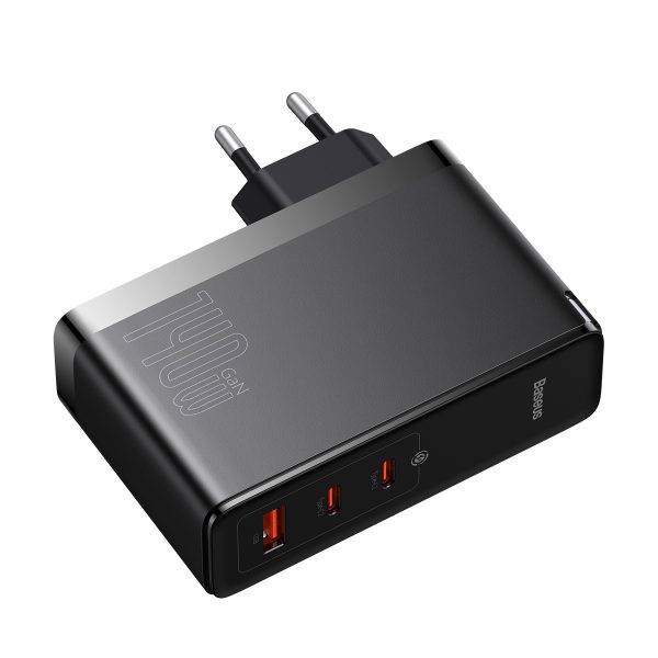 GaN5 Pro 2xUSB-C+USB-A 140W ES ātrās uzlādes ierīce - melna