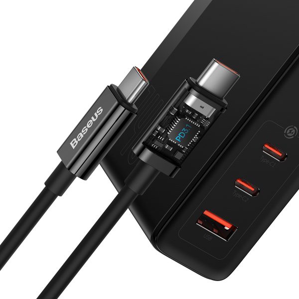 GaN5 Pro 2xUSB-C+USB-A 140W ES ātrās uzlādes ierīce - melna