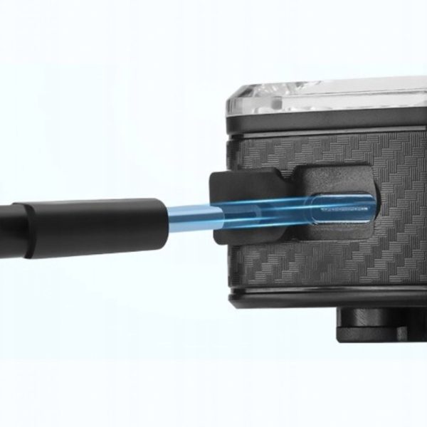 LED velosipēda lukturis ar sarkanu aizmugurējo bremžu sistēmu STOP USB-C - melns