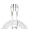 USB-C kabelis - USB-C sērija Metal Data PD QC SCP 100W 5A 1m - balts