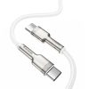 USB-C kabelis - USB-C sērija Metal Data PD QC SCP 100W 5A 1m - balts