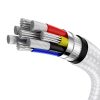 USB-C kabelis - USB-C sērija Metal Data PD QC SCP 100W 5A 1m - balts