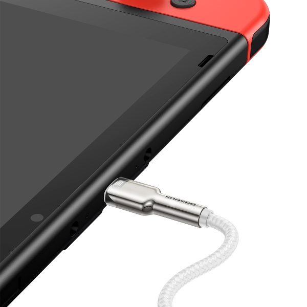 USB-C kabelis - USB-C sērija Metal Data PD QC SCP 100W 5A 1m - balts