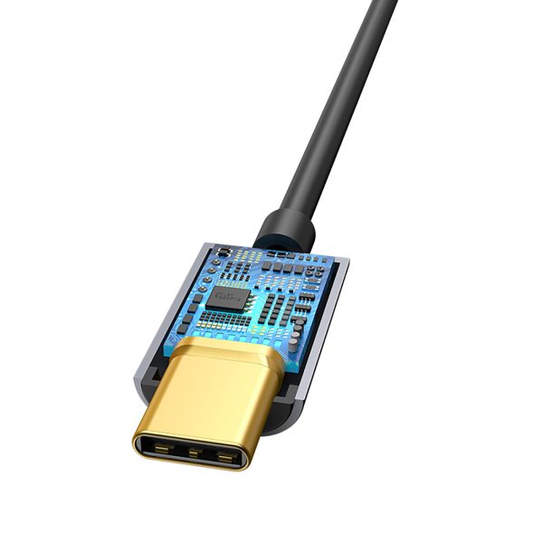 Austiņu adapteris USB-C - mini ligzda 3,5 mm DAC 24 biti 48 kHz - pelēks