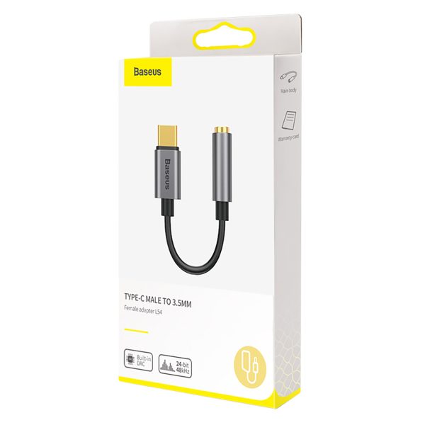 Austiņu adapteris USB-C - mini ligzda 3,5 mm DAC 24 biti 48 kHz - pelēks