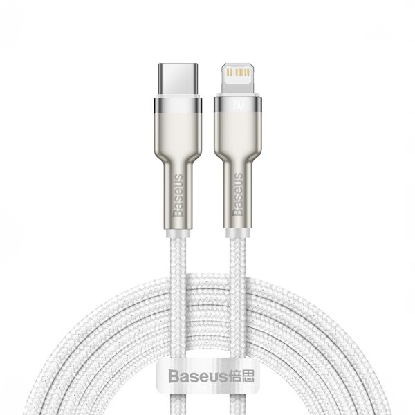 Kabelis iPhone USB-C - Lightning sērijas Metal Data 20W PD 2m - balts