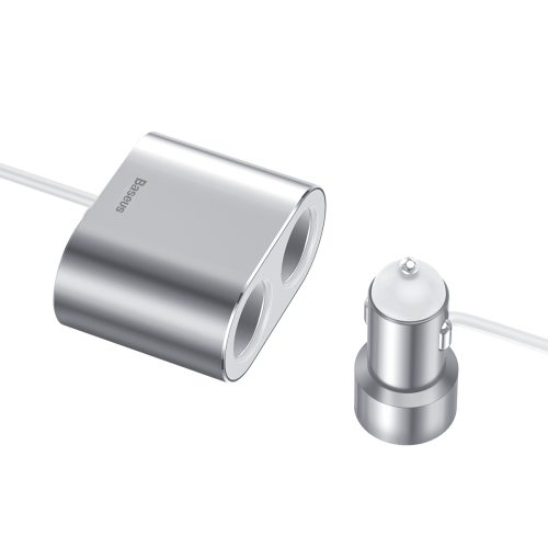 Automašīnas sadalītājs 2x cigarešu šķiltavas ligzda 80W 2x USB-A 3.1A - sudrabs