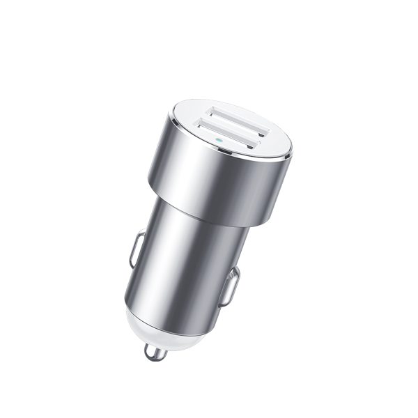 Automašīnas sadalītājs 2x cigarešu šķiltavas ligzda 80W 2x USB-A 3.1A - sudrabs