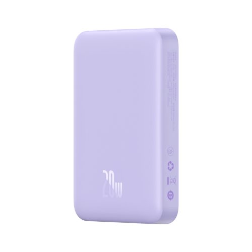 Magnētiskā induktīvā pārnēsājamā uzlādes ierīce 10000mAh 20W + USB-C kabelis - violeta