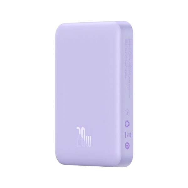 Magnētiskā induktīvā pārnēsājamā uzlādes ierīce 10000mAh 20W + USB-C kabelis - violeta