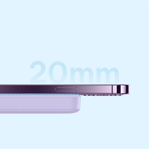 Magnētiskā induktīvā pārnēsājamā uzlādes ierīce 10000mAh 20W + USB-C kabelis - violeta
