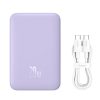 Magnētiskā induktīvā pārnēsājamā uzlādes ierīce 10000mAh 20W + USB-C kabelis - violeta