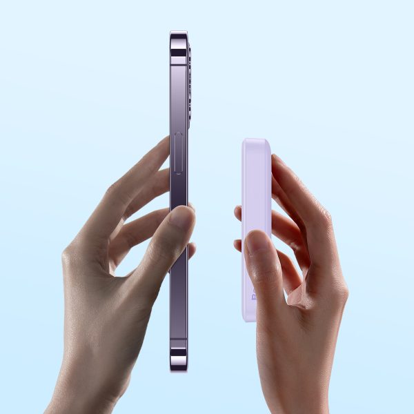 Magnētiskā induktīvā pārnēsājamā uzlādes ierīce 10000mAh 20W + USB-C kabelis - violeta