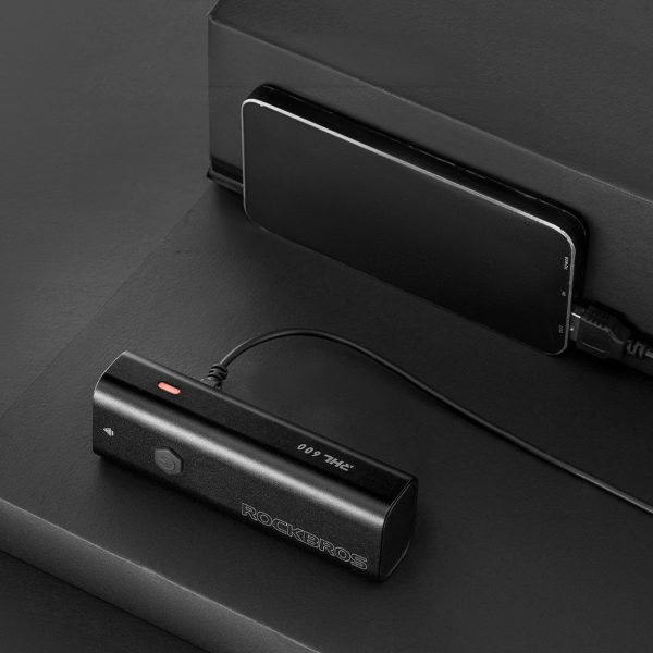 Priekšējais velosipēda lukturis ar lukturīša funkciju, balts, 600lm, IPX6, USB-C, melns