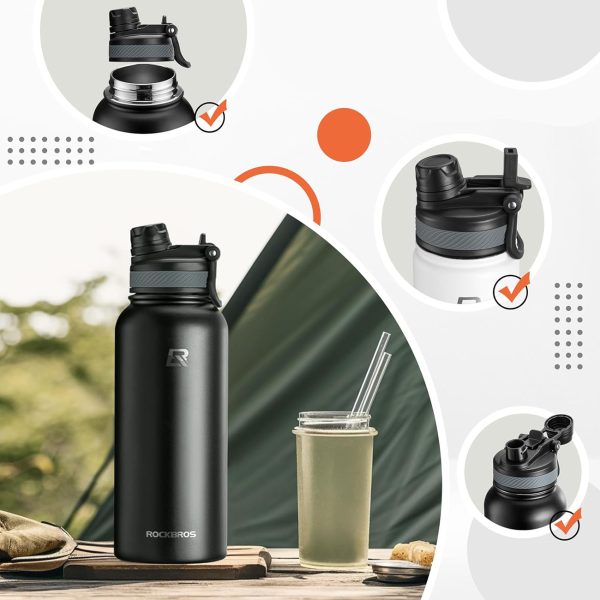 Velosipēda termo pudele dzērieniem no nerūsējošā tērauda, 530 ml - melna