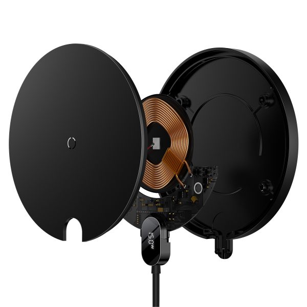 Digitālais LED displejs Gen 2 15W USB-C induktīvais lādētājs - melns