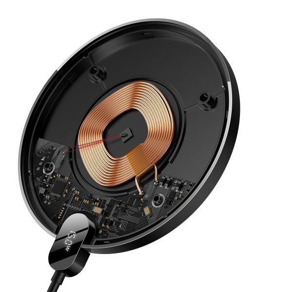 Digitālais LED displejs Gen 2 15W USB-C induktīvais lādētājs - melns