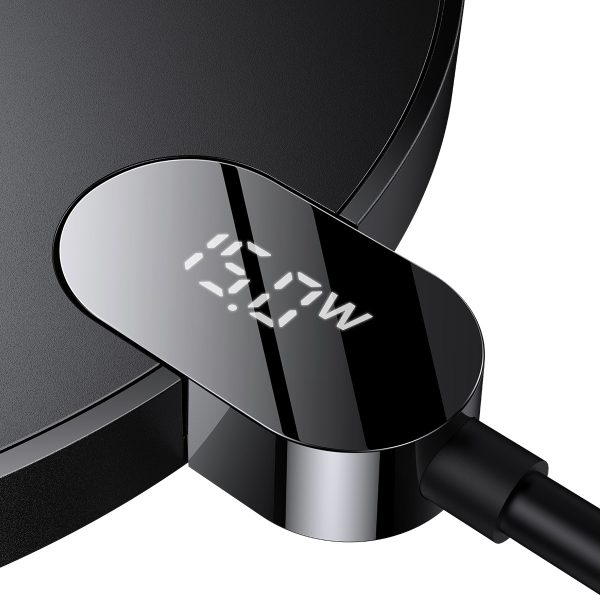 Digitālais LED displejs Gen 2 15W USB-C induktīvais lādētājs - melns