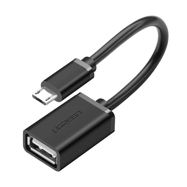 Adapteris micro USB (vīriešu) - USB-A (sieviešu) OTG plakans 0.15m - melns