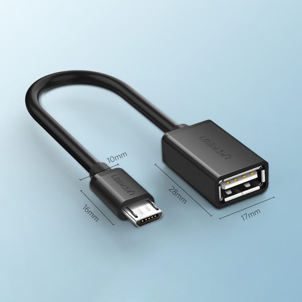 Adapteris micro USB (vīriešu) - USB-A (sieviešu) OTG plakans 0.15m - melns