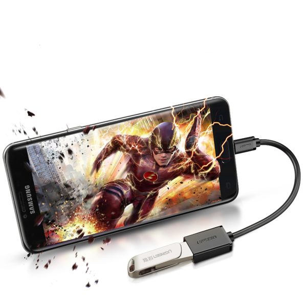 Adapteris micro USB (vīriešu) - USB-A (sieviešu) OTG plakans 0.15m - melns