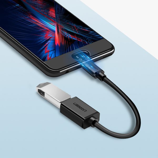 Adapteris micro USB (vīriešu) - USB-A (sieviešu) OTG plakans 0.15m - melns