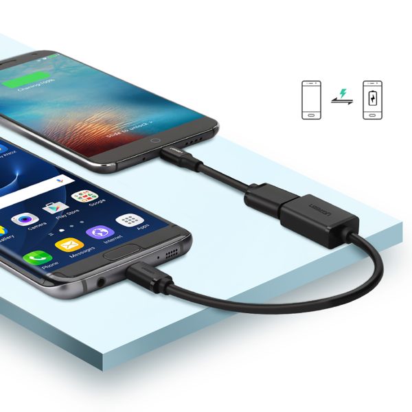 Adapteris micro USB (vīriešu) - USB-A (sieviešu) OTG plakans 0.15m - melns