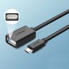Adapteris micro USB (vīriešu) - USB-A (sieviešu) OTG plakans 0.15m - melns