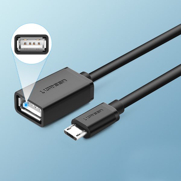 Adapteris micro USB (vīriešu) - USB-A (sieviešu) OTG plakans 0.15m - melns