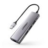 5in1 centrmezgla adapteris USB-A 3.0 - RJ45 / 3x USB-A 3.0 / micro USB - pelēks