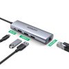 5in1 centrmezgla adapteris USB-A 3.0 - RJ45 / 3x USB-A 3.0 / micro USB - pelēks
