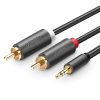 Audio kabelis 3,5 mm miniligzda (vīriešu) - 2RCA (vīriešu) 3 m - pelēks