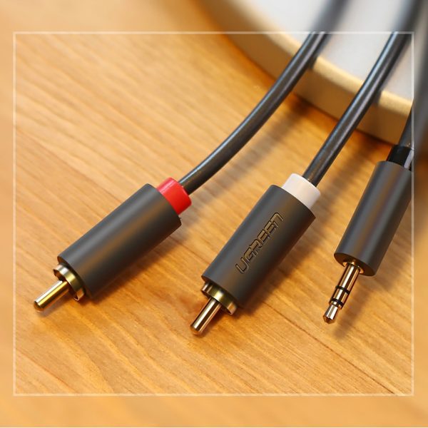 Audio kabelis 3,5 mm miniligzda (vīriešu) - 2RCA (vīriešu) 2 m - pelēks