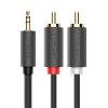 Audio kabelis 3,5 mm miniligzda (vīriešu) - 2RCA (vīriešu) 2 m - pelēks