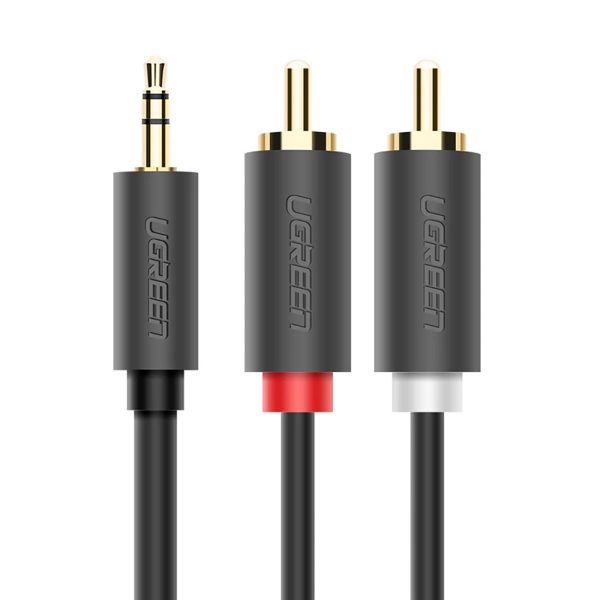 Audio kabelis 3,5 mm miniligzda (vīriešu) - 2RCA (vīriešu) 2 m - pelēks