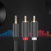 Audio kabelis 3,5 mm miniligzda (vīriešu) - 2RCA (vīriešu) 2 m - pelēks