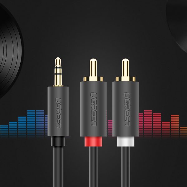Audio kabelis 3,5 mm miniligzda (vīriešu) - 2RCA (vīriešu) 2 m - pelēks