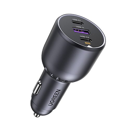 Automašīnas lādētājs 130W 2x USB-C 1x USB-A - pelēks