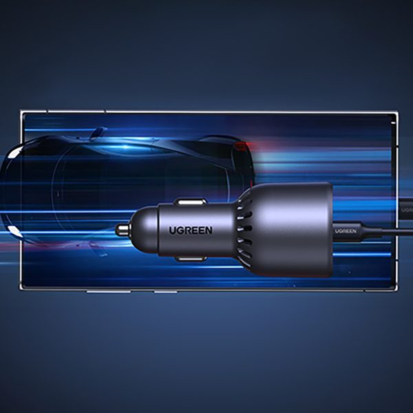 Automašīnas lādētājs 130W 2x USB-C 1x USB-A - pelēks